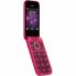 Nokia 2660 Flip 128 MB Feature Phone - Pop Pink 2.8"" Flexible Folding Screen TFT LCD QVGA 240 x 320 - Cortex A71 GHz - 48 MB RAM - Series 30+ - 4G - Blue - Flip
